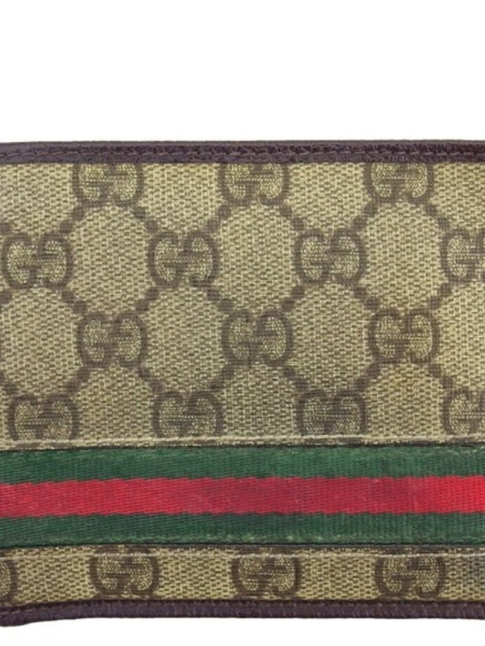 GUCCI Bifold Billfold GG Plus Beige PVC x Leather Authentic Used t23510
